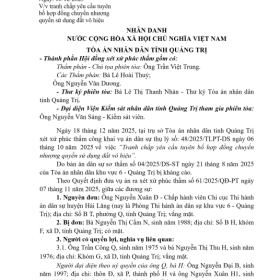 [NGHIÊN CỨU LUẬT] - BẢN ÁN SỐ SỐ 59/2025/DS-PT NGÀY 18/12/2025 CỦA TÒA ÁN NHÂN DÂN TỈNH QUẢNG TRỊ